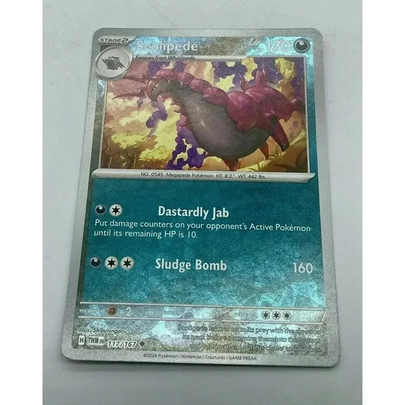 Scolipede 117/167 Twilight Masquerade Pokemon TCG Reverse Holo Mint Unplayed - Picture 2 of 7